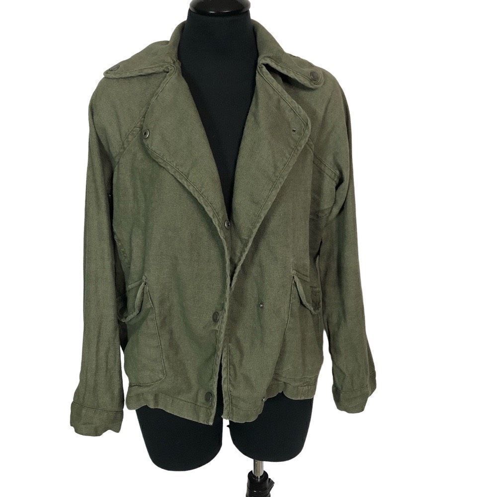 American Eagle Green Utility Moto‎ Linen Jacket - Women’s XXS